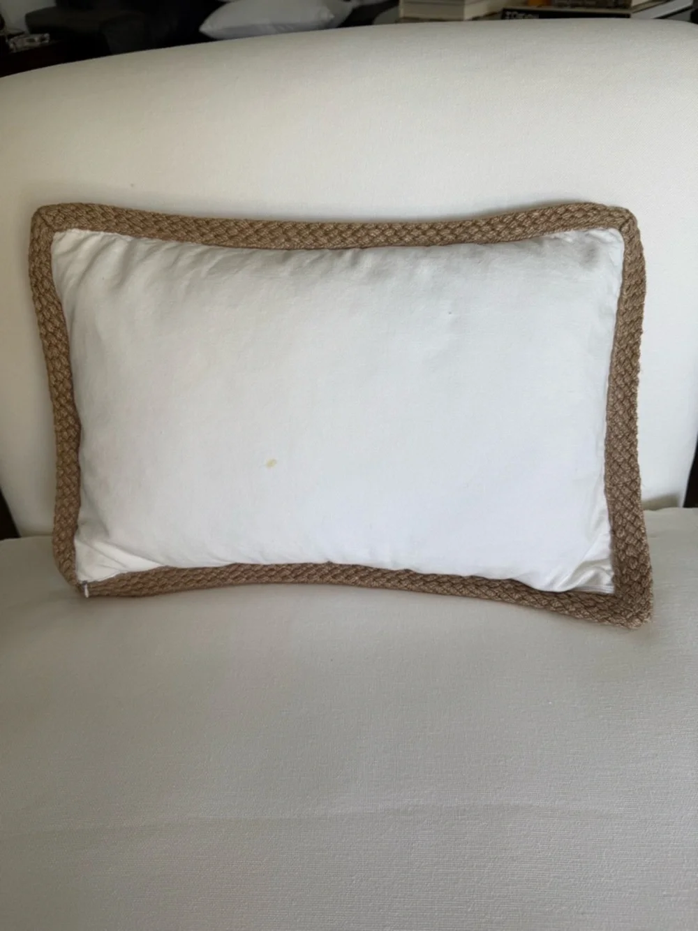 DOMAIN Cotton Jute Embroidered Bird Accent Pillow Duck Feather Insert 14x21